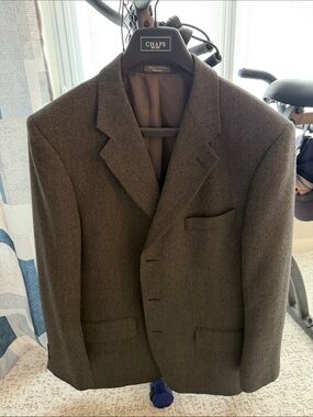 Tip Top Men's Dark Brown Herringbone Sport Coat